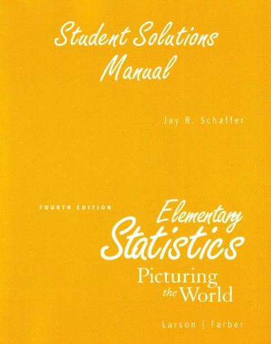 Stock image for Student Solutions Manual For Elementary Statistics: Picturing The World ; 9780136013075 ; 0136013074 for sale by APlus Textbooks