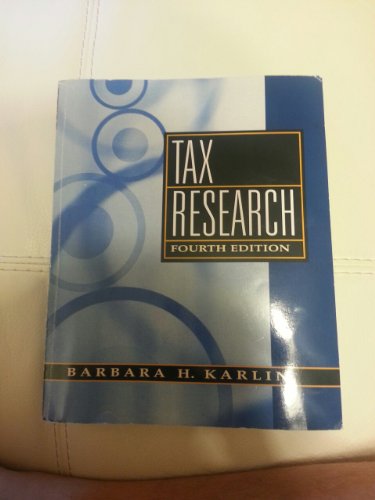 Imagen de archivo de Tax Research a la venta por AwesomeBooks