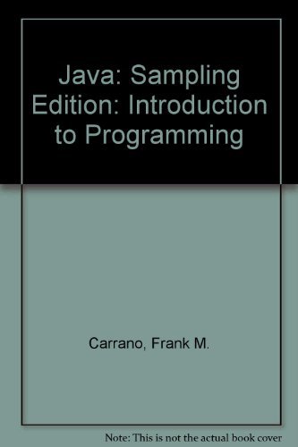 Beispielbild fr Sampling Edition- Java : Introduction to Programming zum Verkauf von Better World Books