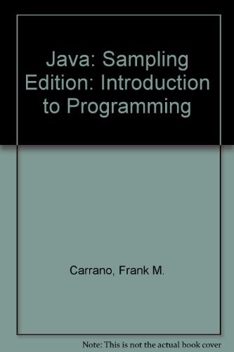 Imagen de archivo de Sampling Edition- Java : Introduction to Programming a la venta por Better World Books