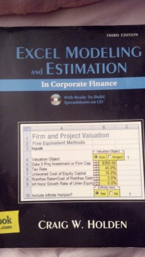 Imagen de archivo de Excel Modeling and Estimation in Corporate Finance (3rd Edition) a la venta por HPB-Red