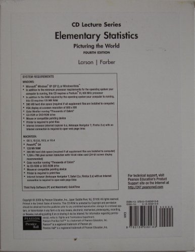 Elementary Statistics (9780136030133) by Larson, Ron; Farber, Betsy