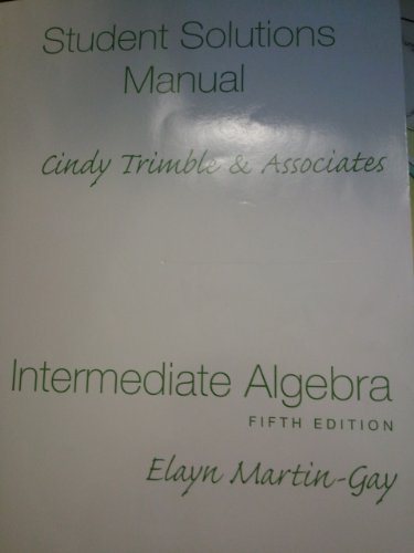 Imagen de archivo de Intermediate Algebra: Student Solutions Manual - Component a la venta por BooksRun