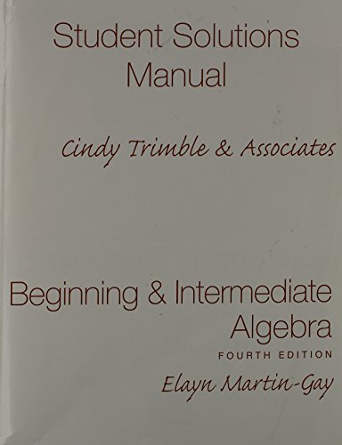 9780136030829: Beginning and Intermediate Algebra: Student Solutions Manual - Component