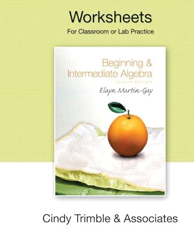 9780136030881: Worksheets for Beginning & Intermediate Algebra