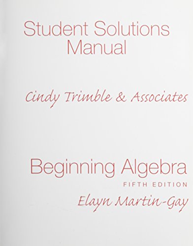 Stock image for Student Solutions Manual for Beginning Algebra for sale by The Book Spot