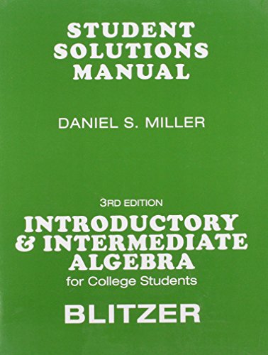 Imagen de archivo de Student Solutions Manual for for Introductory &Intermediate Algebra for College Students a la venta por ThriftBooks-Dallas