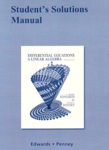 Imagen de archivo de Student Solutions Manual for Differential Equations and Linear Algebra a la venta por Jenson Books Inc