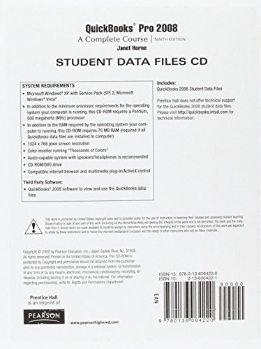 9780136064220: Student CD to accompany Quickbook Pro 2008 Complete