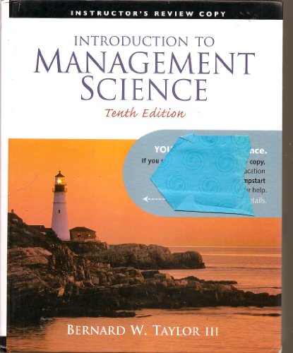 Beispielbild fr Introduction to Management Science (Instructor's Edition) zum Verkauf von BookHolders