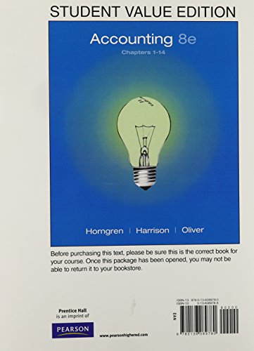 Imagen de archivo de Accounting Chapters 1-14, Student Value Edition (8th Edition) a la venta por Iridium_Books