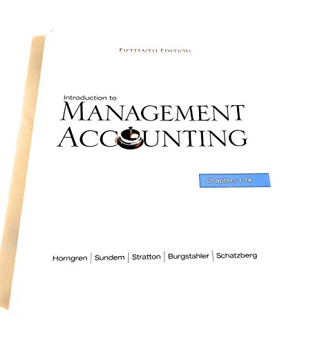 Beispielbild fr Introduction to Management Accounting: Chapters 1-14 zum Verkauf von HPB-Red