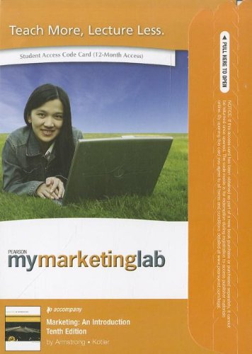 Beispielbild fr Marketing an Introduction: Mymarketinglab + Pearson Etext Student Access Code Card zum Verkauf von BombBooks