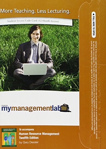 Human Resource Management: Mymanagementlab + Pearson Etext Student Access Code Card (9780136106050) by Dessler, Gary