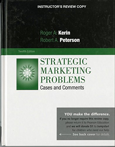 Beispielbild fr Strategic Marketing Problems, 12th Edition, Instructor's Copy zum Verkauf von SecondSale