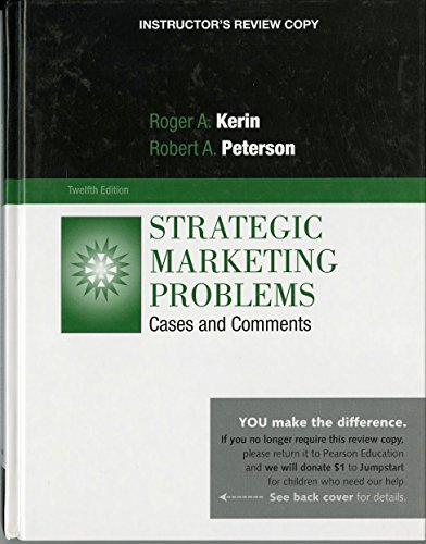 Imagen de archivo de Strategic Marketing Problems, 12th Edition, Instructor's Copy a la venta por SecondSale