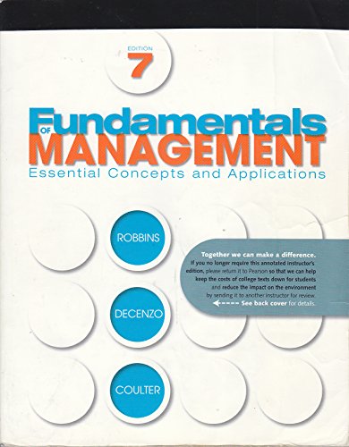 Imagen de archivo de Fundamentals of Management: Essential Concepts and Applications, Edition 7 a la venta por Stefan's Book Odyssey
