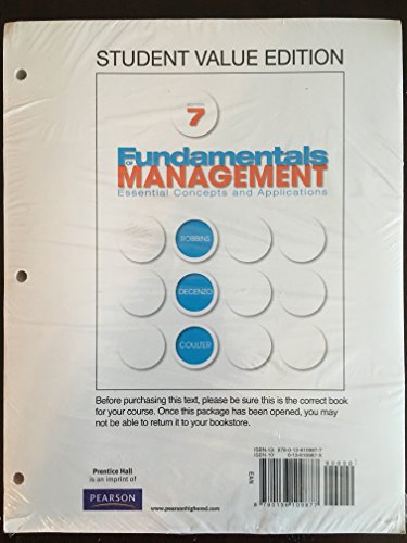 Imagen de archivo de Fundamentals of Management, Student Value Edition (7th Edition) a la venta por SecondSale