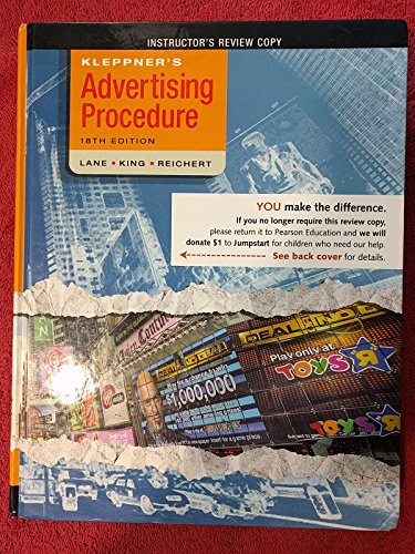 Stock image for Kleppner's Advertising Procedure (Instructor's Review Copy) for sale by HPB-Red