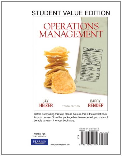 Operations Management (9780136120919) by Heizer, Jay; Render, Barry
