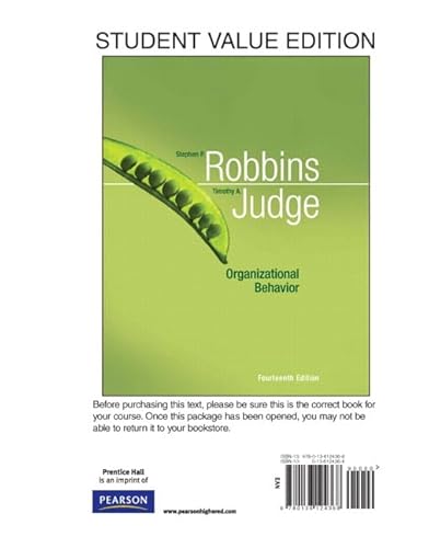 9780136124368: Organizational Behavior, Student Value Edition
