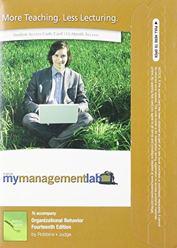 Mymanagementlab + Pearson Etext Student Access Code Card: Organizational Behavior (9780136124405) by Robbins, Stephen A.; Judge, Timothy A.