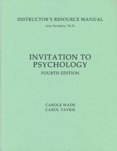 Stock image for Instructor's Resource Manual for Invitation to Psychology, Fourth Edition for sale by HPB-Red