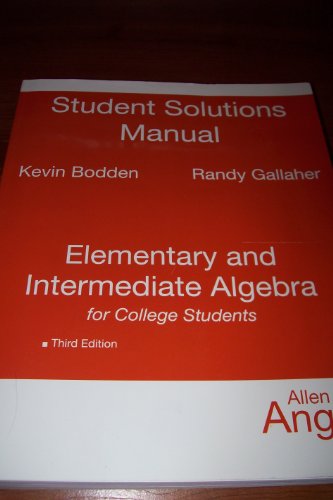 Beispielbild fr Student Solutions Manual for Elementary and Intermediate Algebra for College Students zum Verkauf von HPB-Red