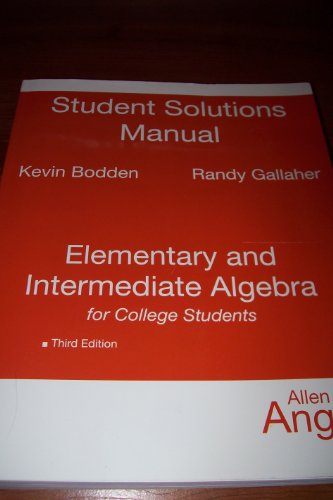 9780136149460: Student Solutions Manual for Elementary and Intermediate Algebra for College Students