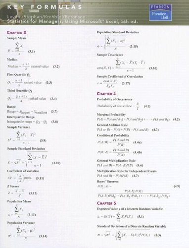 9780136151685: Key Formula Guide