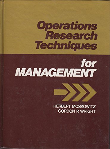 Imagen de archivo de Operations Research Techniques for Management a la venta por Wonder Book