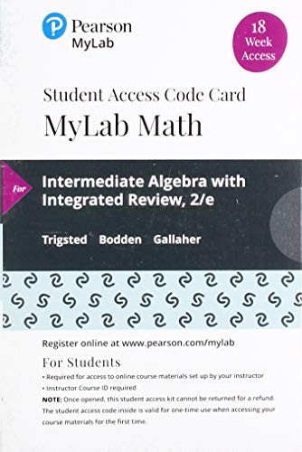 Imagen de archivo de Intermediate Algebra with Integrated Review -- MyLab Math with Pearson eText Access Code a la venta por Bulrushed Books