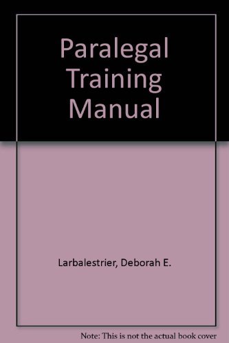 Beispielbild fr Paralegal Training Manual zum Verkauf von HPB-Red