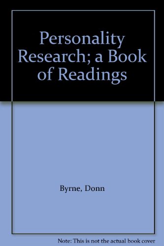 Imagen de archivo de Personality Research; a Book of Readings a la venta por Irish Booksellers