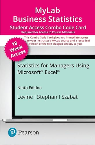 Stock image for MyLab Stats with Pearson eText -- Combo Access Card -- for Statistics for Managers Using Microsoft Excel (18-weeks) for sale by Textbooks_Source