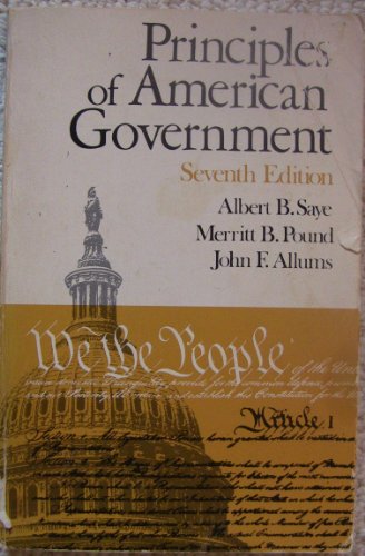 Stock image for Principles of American Government for sale by Shadetree Rare Books