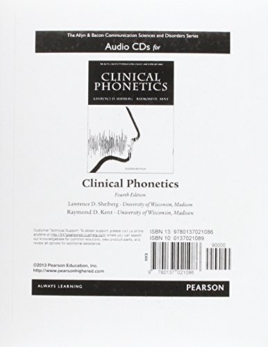 Stock image for Audio CDs for Clinical Phonetics (The Allyn Bacon Communication Sciences and Disorders Series) for sale by GoldenWavesOfBooks