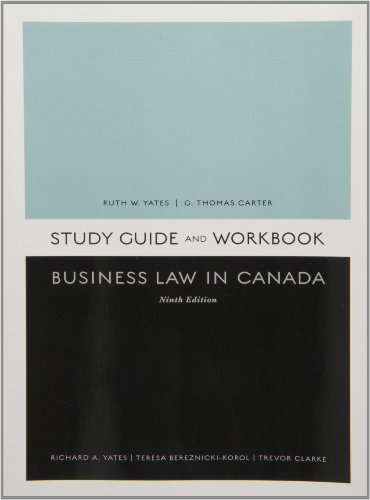 Beispielbild fr Study Guide for Business Law in Canada, Ninth Canadian Edition zum Verkauf von Bay Used Books