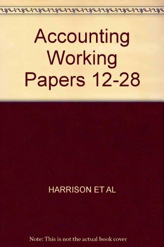Imagen de archivo de Accounting Working Papers 12-28 a la venta por Wonder Book