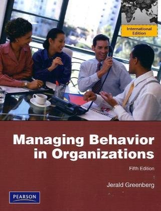 Stock image for Managing Behavior in Organizationsintern for sale by ThriftBooks-Dallas