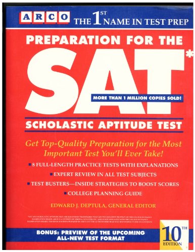 Imagen de archivo de Preparation for the Sat: Scholastic Aptitude Test (Arco Academic Test Preparation Series) a la venta por Ergodebooks