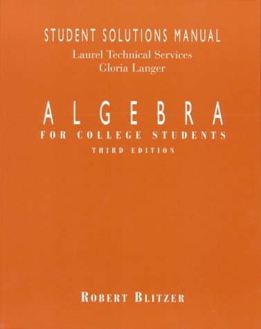 9780137522897: Algebra for College Ssm: For College Students