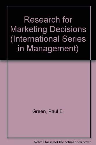 9780137741823: Research for Marketing Decisions (International Series in Management)