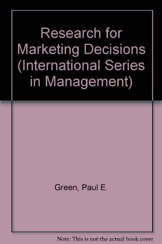 Stock image for Research for Marketing Decisions for sale by Better World Books: West