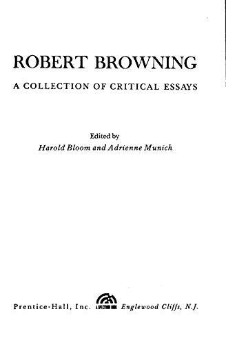 Beispielbild fr Robert Browning : Collection of Critical Essays zum Verkauf von Better World Books