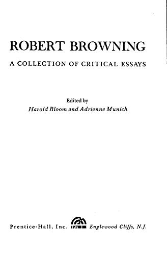 9780137814848: Robert Browning: A Collection of Critical Essays (20th Century Views)