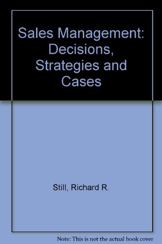 Imagen de archivo de Sales Management: Decisions, Strategies And Cases a la venta por Hamelyn