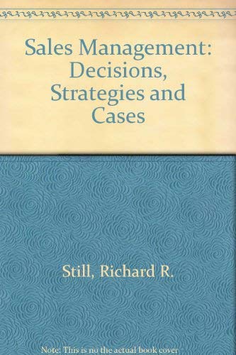 9780137880591: Sales Management: Decisions, Strategies and Cases