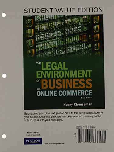Stock image for The Legal Environment of Business and Online Commerce: Student Value Edition for sale by dsmbooks