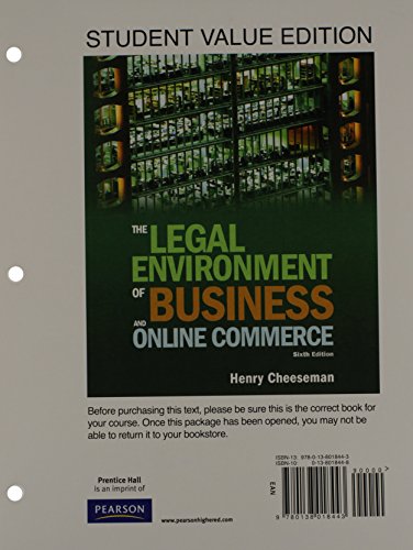 9780138018443: The Legal Environment of Business and Online Commerce: Student Value Edition